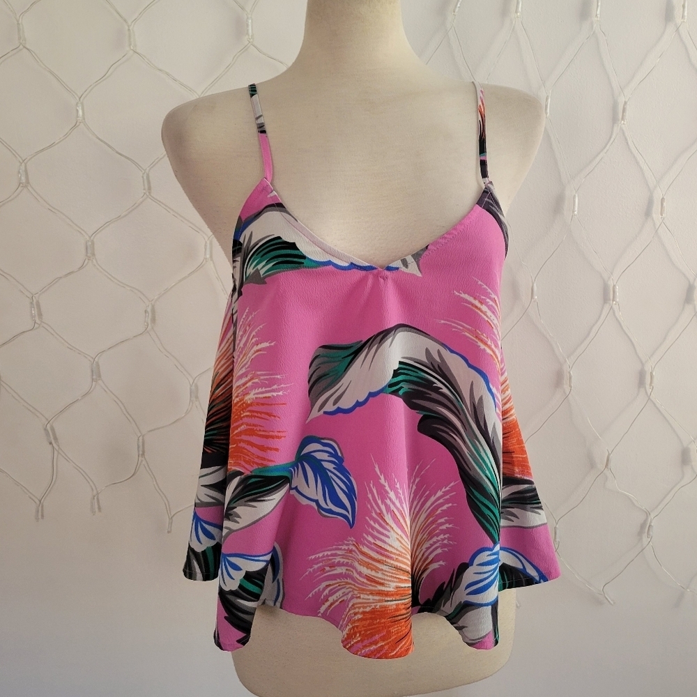 Asos Floral Pink Cami Top • Adjustible Straps • Size 4 (US) • Travel Staple